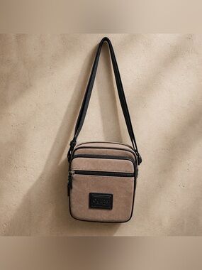 GUESS Tan & Black Crossbody Bag Adjustable Strap NWT